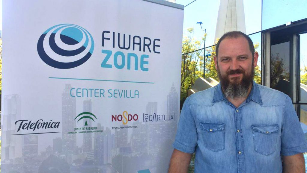 Roi Rodríguez en la presentación de FIWARE Zone Sevilla
